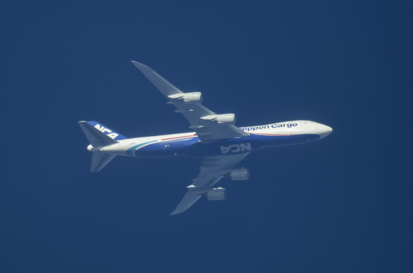 NIPPON CARGO AIRLINES BOEING 747-8F JA18KZ ROUTING CHICAGO--HHN FRANKFIRT AS NCA194  41,000FT.