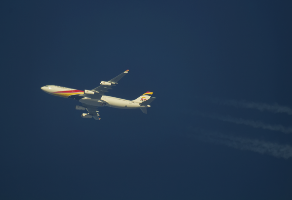 AIR BELGIUM AIRBUS A340 OO-ABA ROUTING WEST AS SLM993-AMS AMSTERDAM-PBM PARAMARIBO--32,000FT.