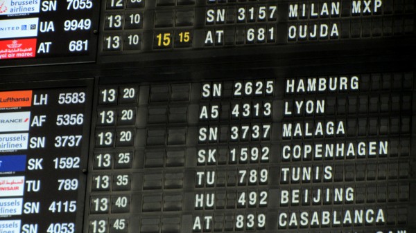 A5/AF flight to Lyon announced in the departure hall
