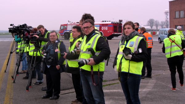 Journalists waiting for the arrival