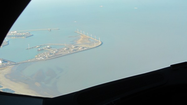 Zeebrugge seen from the cockpit