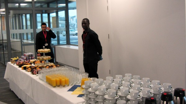 Breakfast ready at gate B94 for the passengers and the guests