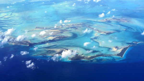 Over the Bahamas before landing