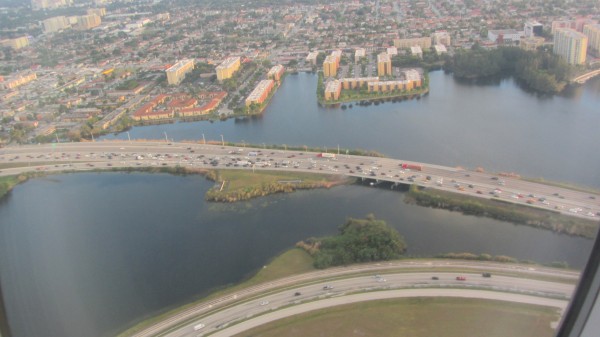 Over the suburbs of Miami