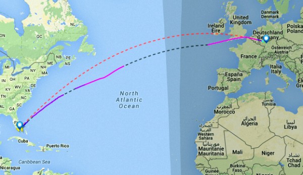 The itinerary of LH463