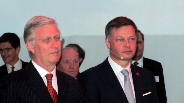 King Philip and Arnaud Feist during the speech of Marc Descheemaeker
