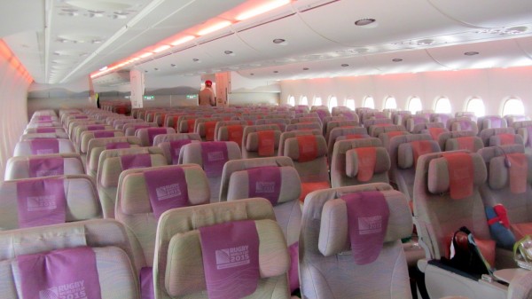 Visit of the plane: lower deck, economy class