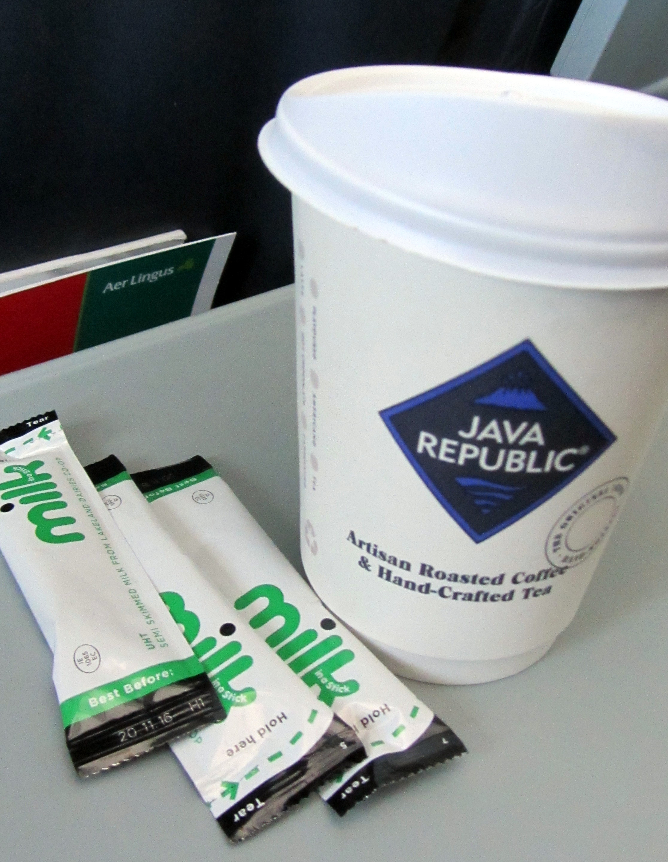 Ryanair has Lavazza, Aer Lingus has Java Republic: excellent coffee!