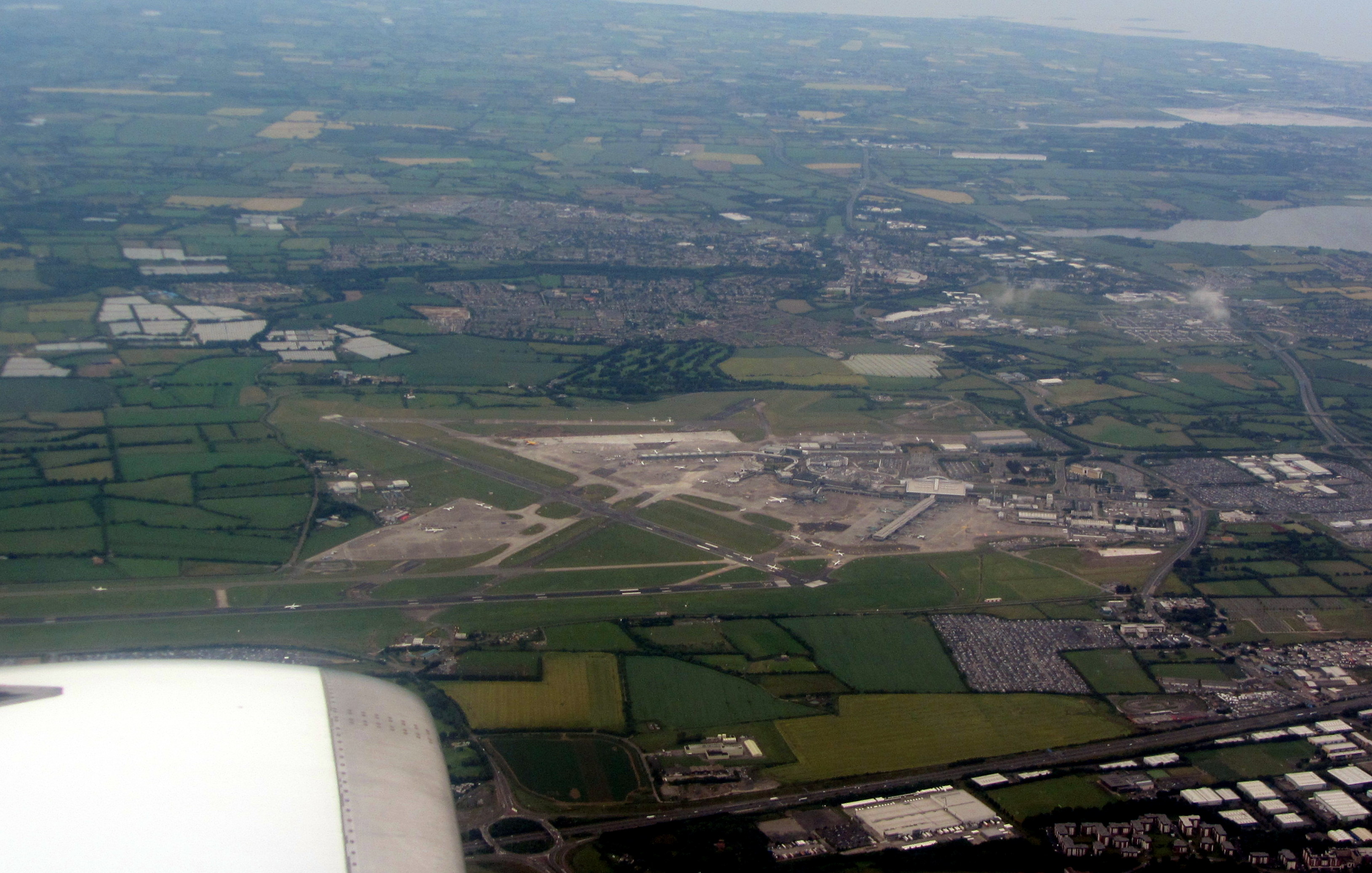 Shortly after take=off: Dublin Airport and its two runways 10/28 and 16/34