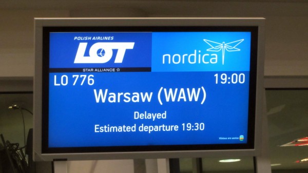 Bad luck: 30 minutes delay. And only 35 minutes to change planes in Warsaw...