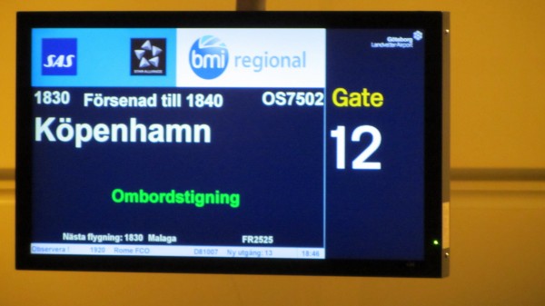 First leg of the return home: a flight to Copenhagen (SK449 codeshared with Austrian and bmi)