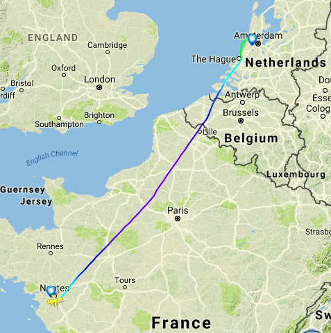 Itinerary AF1892 NTE-AMS