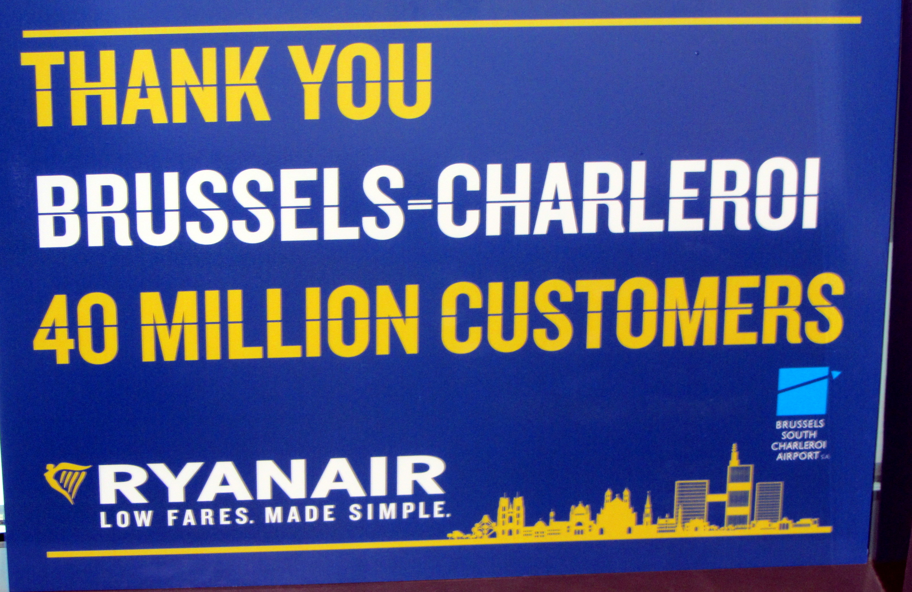 Ryanair celebrates 40 million customers at Brussels South Charleroi Airport