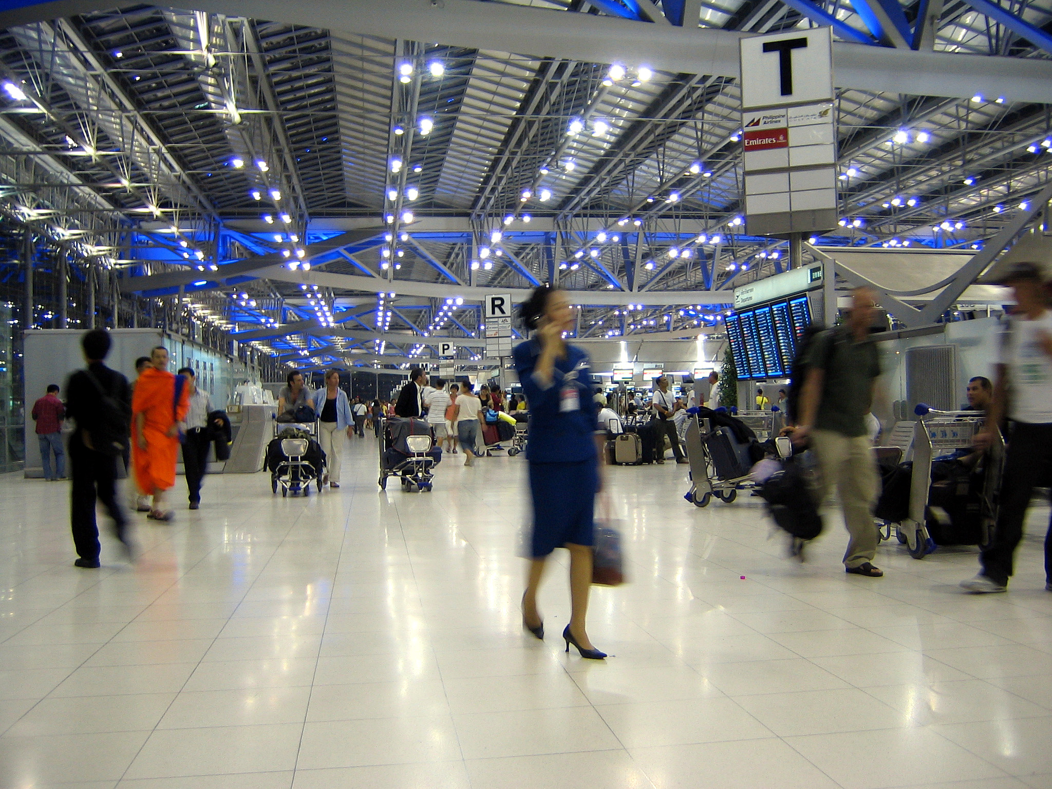 Bangkok airports stay open as flooding prompts Thai Airways ticket waiver Suvarnabhumi Airport Departure Hall