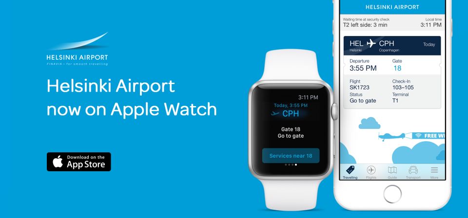 Award-winning Helsinki Airport app available for Apple Watch