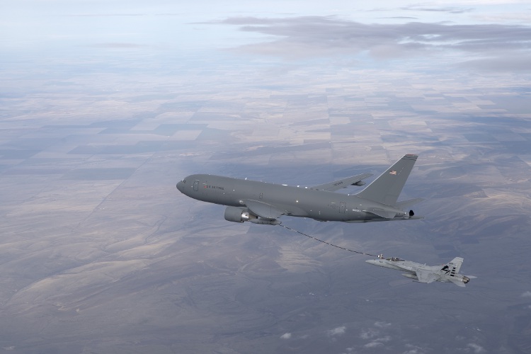 U.S. Air Force completes Boeing KC-46 tanker refuelling flight with F/A-18
