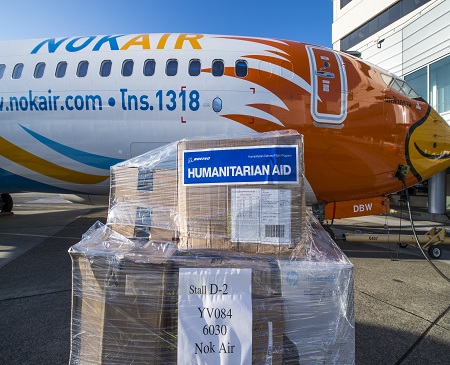 Boeing 737-800 delivery flight to Nok Air transports humanitarian aid
