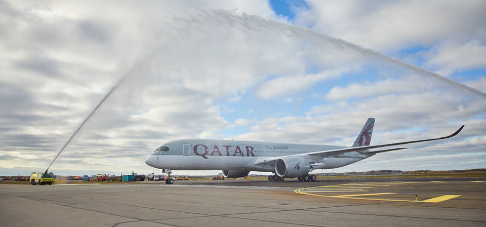 Direct route from Finland to Doha! Qatar Airways arrived at Helsinki with the A350 today