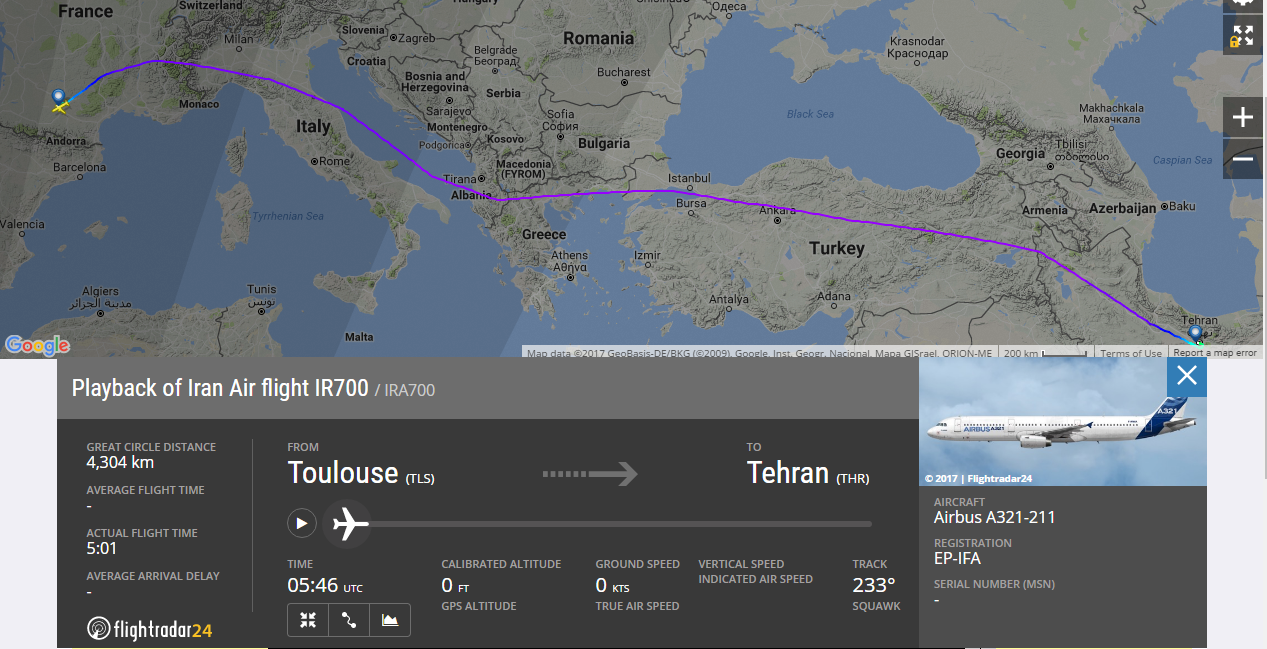 First Airbus A321 delivery for Iran Air, now landed at Tehran Airport