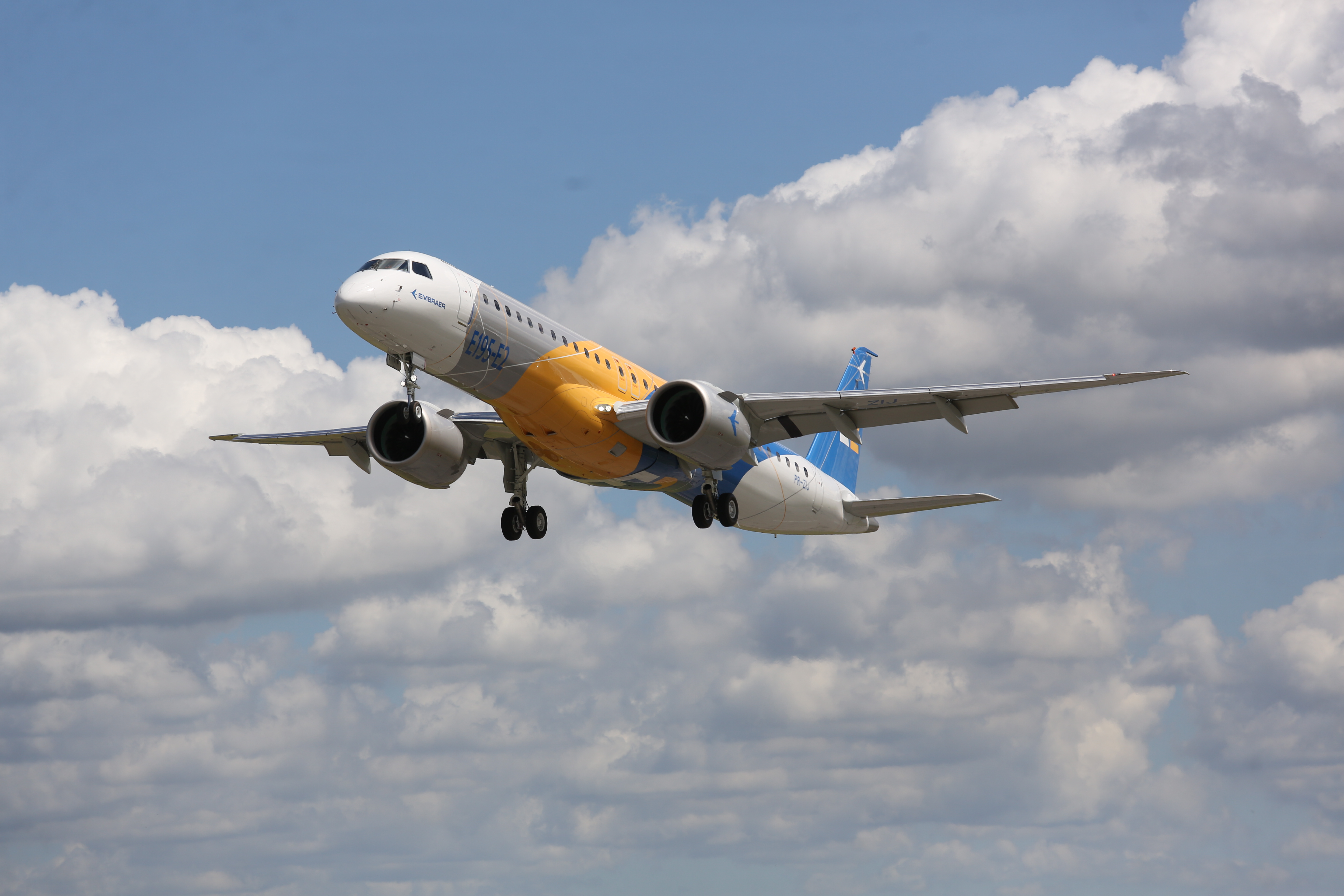 The Embraer E195-E2 takes off ahead of schedule