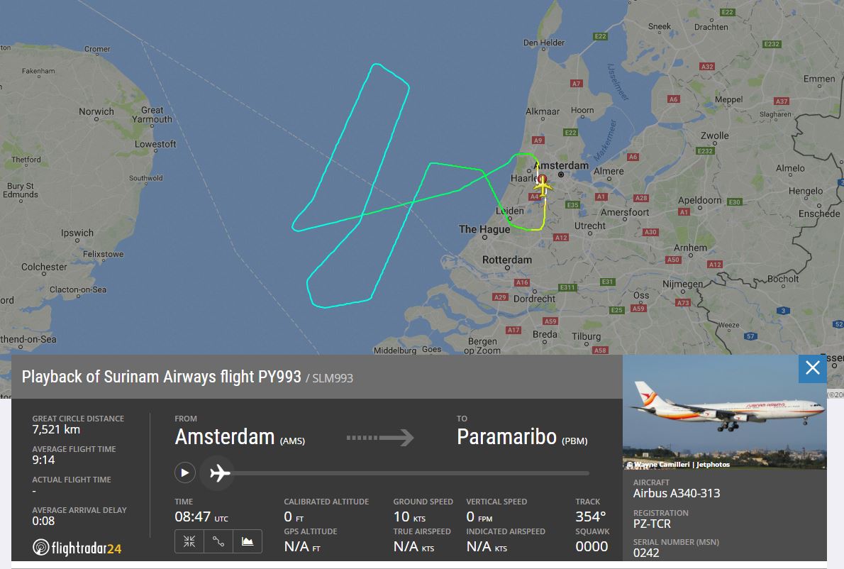Surinam Airways returns twice to Amsterdam Schiphol after flaps issues