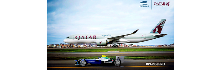 Qatar Airways named the official airline partner of Formula E races in Paris and New York