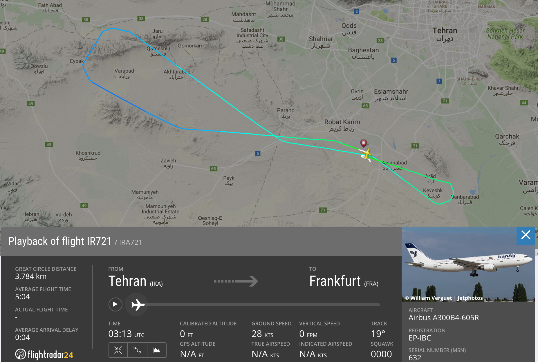 IranAir A300 returns to Tehran with strong odour and journey involves 2 other aircrafts
