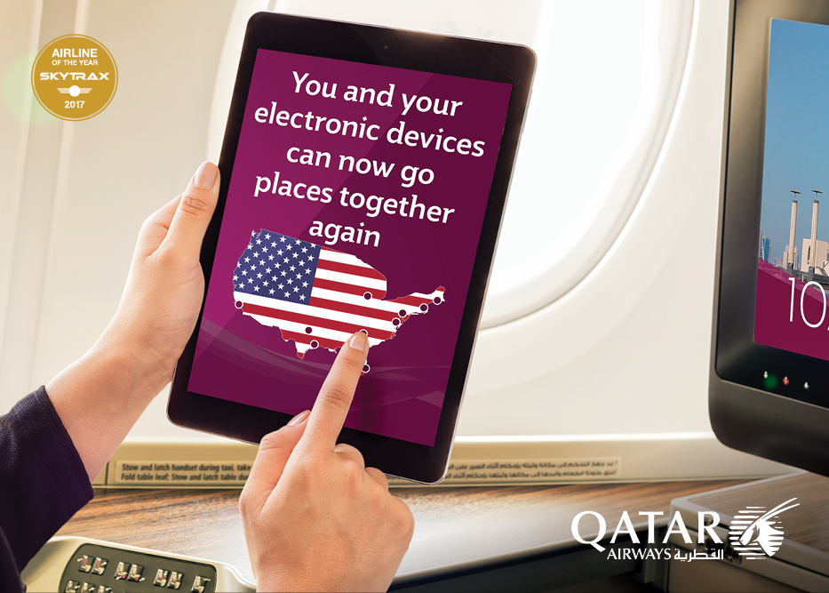 Ban Lifted On Qatar Airways Flights To The United States For All Personal Electronic Devices