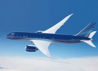 Azerbaijan Airlines and Boeing announce order for five B787-8 Dreamliners and two freighter aircraft.