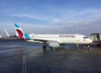 Premiere of the Eurowings direct flight between Kiruna, Swedish Lapland, and Stuttgart, Germany
