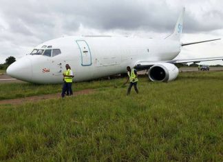 Serve Air Cargo (D R Congo) Boeing 737F makes runway excursion after landing at Lubumbashi