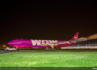 WOW air’s first Airbus A330neo rolls out of paint shop
