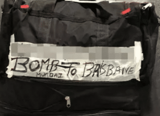 Grandma wrote ‘Bomb To Brisbane’ on her bagage label!