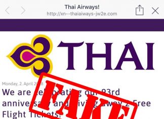 Thai Airways warns for free ticket scam