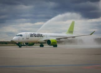 airBaltic welcomes millionth Bombardier CS300 passenger
