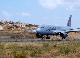 Qatar Airways touches down for the first time at Mykonos International Airport in Greece