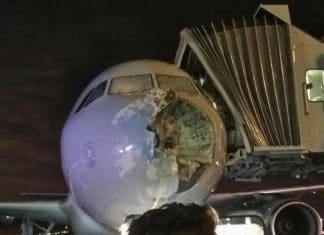 American Airlines Airbus A319 makes emergency landing at El Paso after hail shattered the windshields and damaged the nose cone