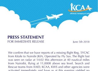 Fly Sax Cessna 208B Grand Caravan gone missing at Aberdere National Park, Kenya