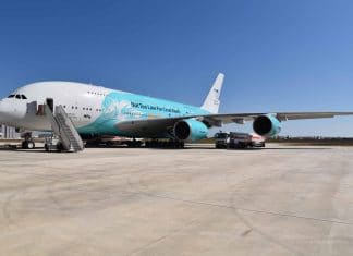 The HiFly Airbus A380 wet-leased to Air Austral collides with a jetbridge at Paris CDG