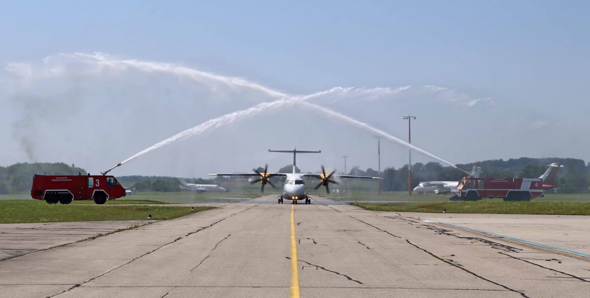 Captain Peter Weger (Dornier) celebrates the end of a 50-year flying career