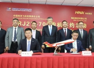 COMAC signs Letter of Intent for 20 ARJ21-700 aircraft with HNA Group