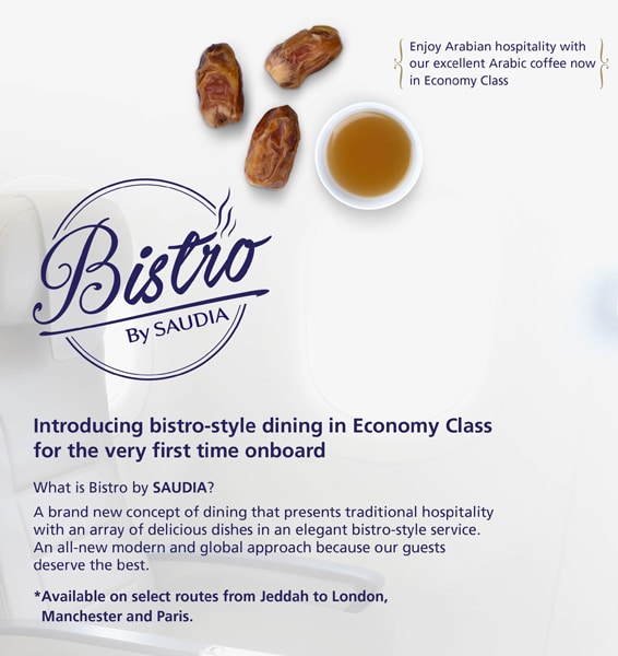 SAUDIA introduces a new dining experience in Economy where multi-course meals are served in stages