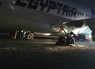 Multiple tire blow-outs on Egyptair Boeing 737 after landing at Belgrade Airport
