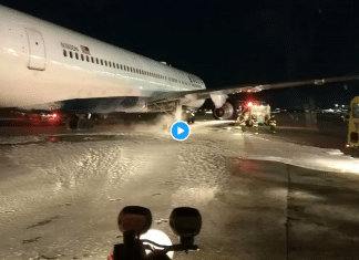JFK airport rescue services rushed to a Delta Air Lines Boeing 767 with main landing gear fire