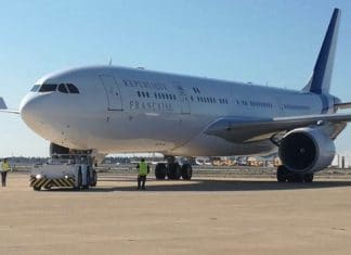 French presidential A330 aircraft under maintenance at Sabena Technics in Nîmes-Garons