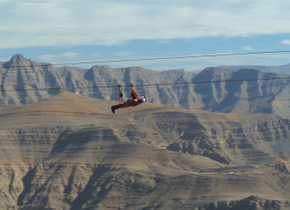Helicopter hits zip line cable and crashes on the Jebel Jais mountain of Ras Al Khaimah (UAE), killing all four people aboard