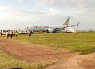 Ethiopian Airlines Boeing 737-800 overshoots runway upon landing at Entebbe Airport