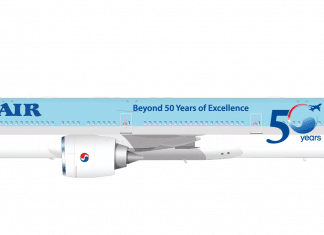 Korean Air introduces special decals to celebrate its 50th anniversary