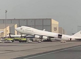 Boeing 747-281B of Fars Air Qeshm (EP-FAB) damaged in Doha, Qatar