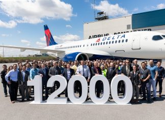 Airbus celebrates the delivery of its 12,000th aircraft – an A220-100 to Delta Air Lines